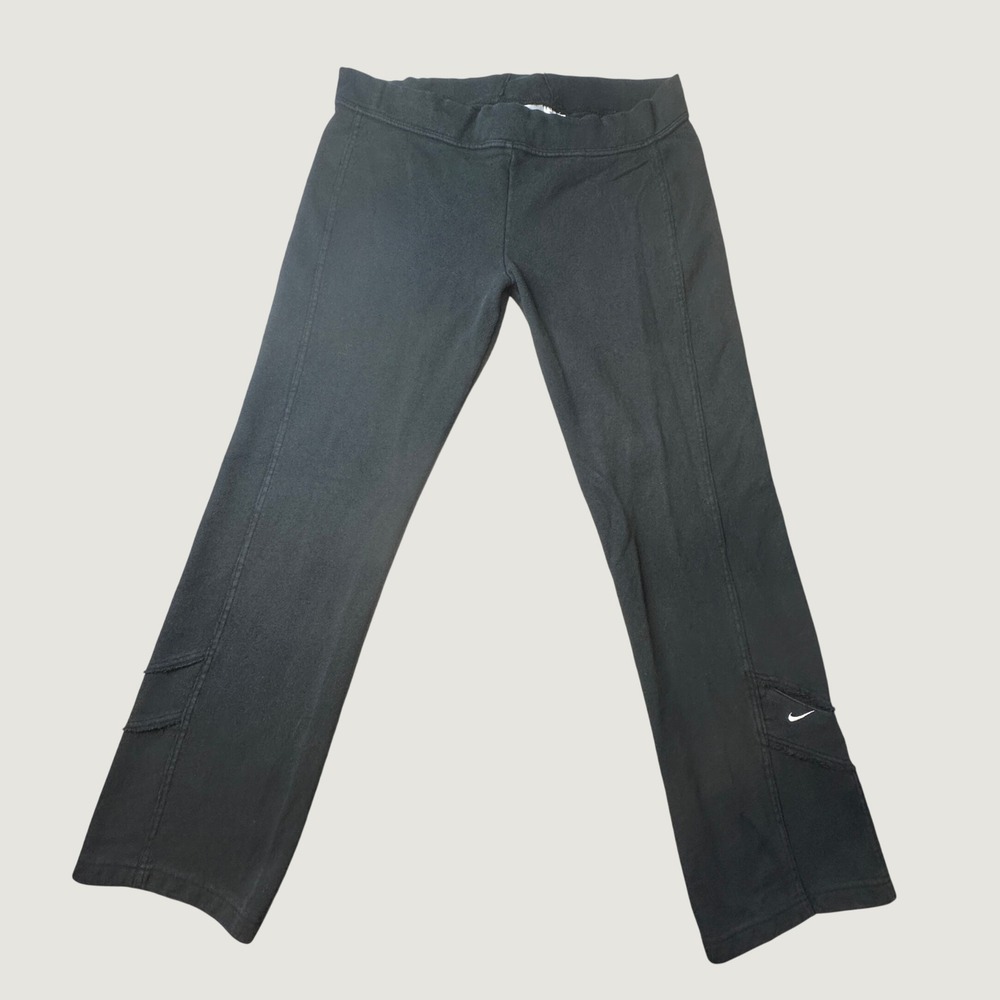 Nike Pants Womens XL Bootcut Black French Terry Raw Edge Detail Drawstring